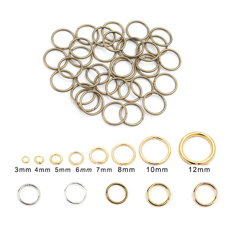 3-12mm Gold Silver Coppery Color Split Rings Connectors Loops Open Jump Rings Metal For Diy Jewelry Finding Making Accessories