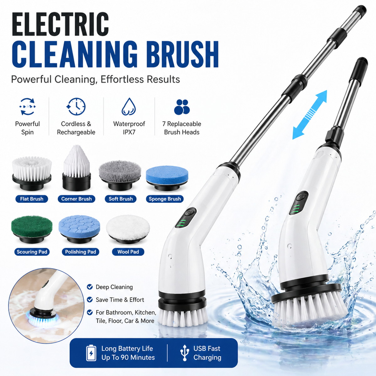 Cordeless Electric soin scrubber-deep clean bathroom & Kitchen in munites